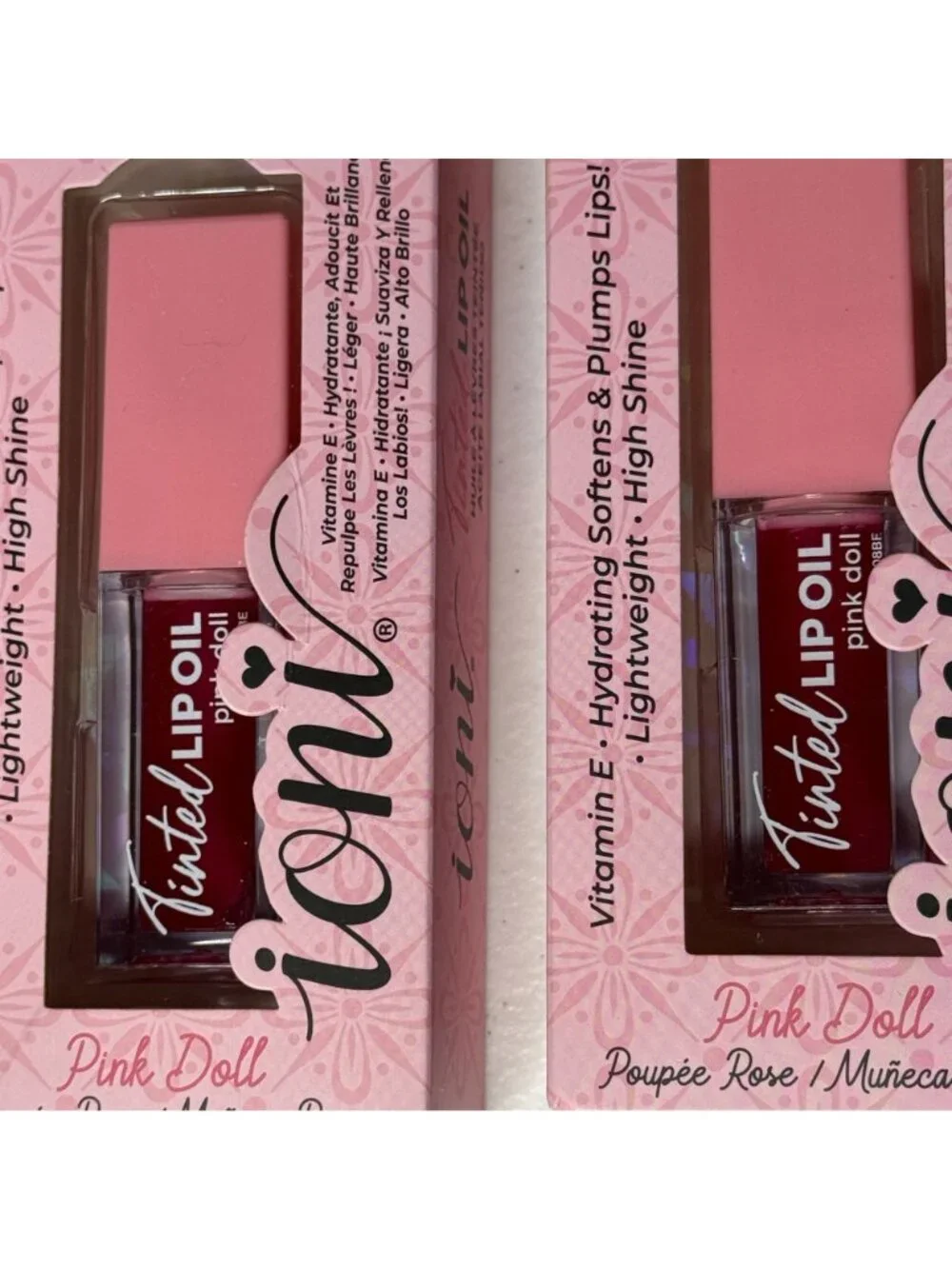 ioni Pink Doll Tinted Lip Oil Hydrating Vitamin E Lip Oil 2 Pack New